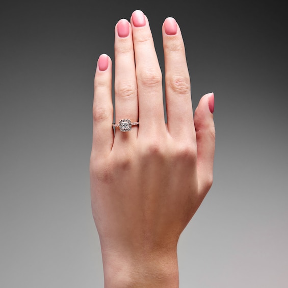 Classic Everlasting 1 CT. T.W Princess-Cut Certified Lab-Grown Diamond Frame Engagement Ring in 14K Rose Gold (F/Vs2)