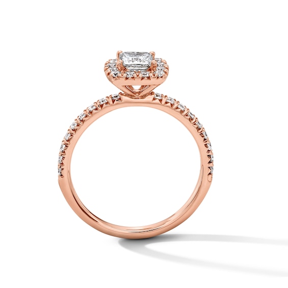 Classic Everlasting 1 CT. T.W Princess-Cut Certified Lab-Grown Diamond Frame Engagement Ring in 14K Rose Gold (F/Vs2)