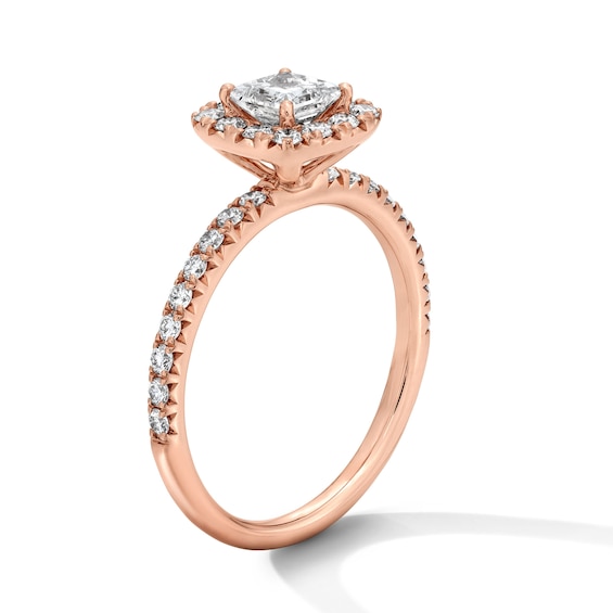 Classic Everlasting 1 CT. T.W Princess-Cut Certified Lab-Grown Diamond Frame Engagement Ring in 14K Rose Gold (F/Vs2)