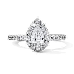 Classic Everlasting 1 CT. T.W. Pear-Shaped Certified Lab-Grown Diamond Frame Engagement Ring in 14K White Gold (F/VS2)