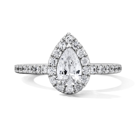 Classic Everlasting 1 CT. T.w. Pear-Shaped Certified Lab-Grown Diamond Frame Engagement Ring in 14K White Gold (F/Vs2)