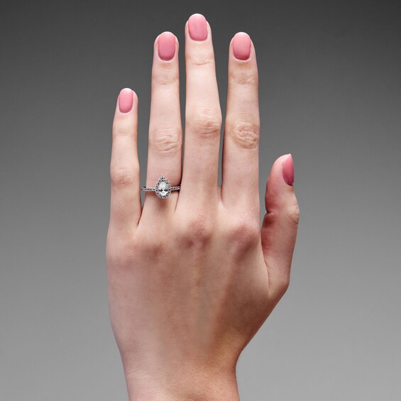 Classic Everlasting 1 CT. T.w. Pear-Shaped Certified Lab-Grown Diamond Frame Engagement Ring in 14K White Gold (F/Vs2)