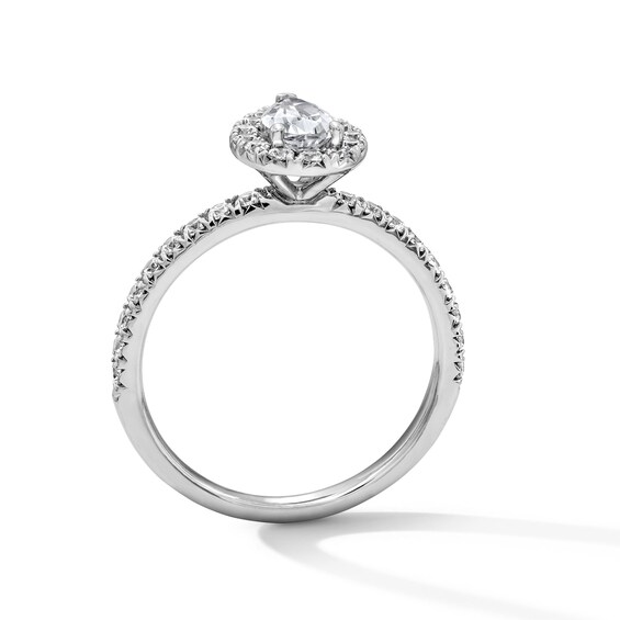 Classic Everlasting 1 CT. T.w. Pear-Shaped Certified Lab-Grown Diamond Frame Engagement Ring in 14K White Gold (F/Vs2)