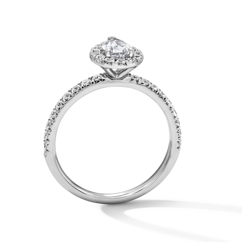 Main Image 3 of Classic Everlasting 1 CT. T.W. Pear-Shaped Certified Lab-Grown Diamond Frame Engagement Ring in 14K White Gold (F/VS2)