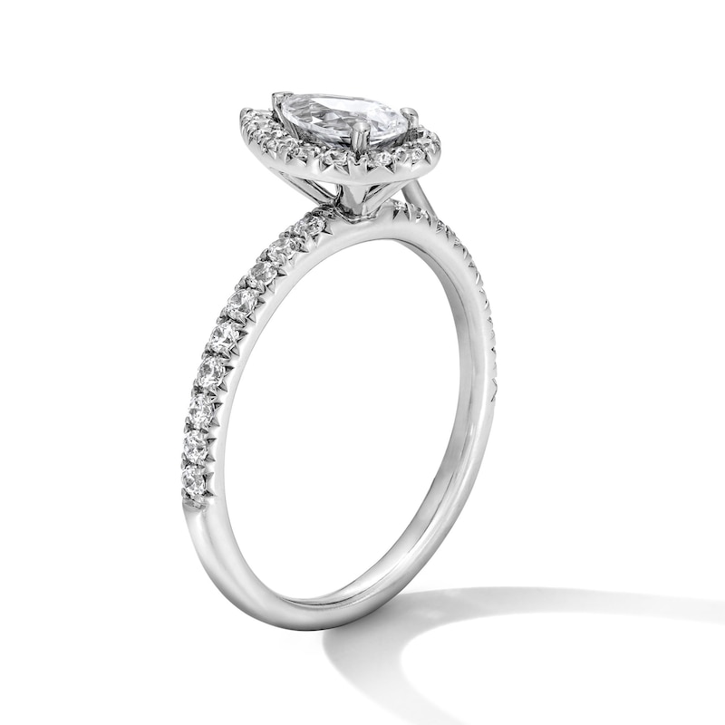 Main Image 5 of Classic Everlasting 1 CT. T.W. Pear-Shaped Certified Lab-Grown Diamond Frame Engagement Ring in 14K White Gold (F/VS2)