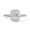 Thumbnail Image 1 of Classic Everlasting 1-1/2 CT. T.W. Emerald-Cut Certified Diamond Frame Engagement Ring in 14K White Gold (G/I1)