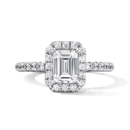 Classic Everlasting 1-1/2 CT. T.W. Emerald-Cut Certified Diamond Frame Engagement Ring in 14K White Gold (G/I1)