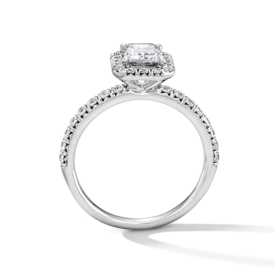 Classic Everlasting 1-1/2 CT. T.w. Emerald-Cut Certified Diamond Frame Engagement Ring in 14K White Gold (G/I1)