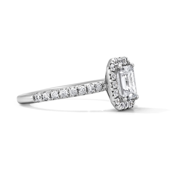Classic Everlasting 1-1/2 CT. T.w. Emerald-Cut Certified Diamond Frame Engagement Ring in 14K White Gold (G/I1)