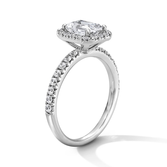 Classic Everlasting 1-1/2 CT. T.w. Emerald-Cut Certified Diamond Frame Engagement Ring in 14K White Gold (G/I1)