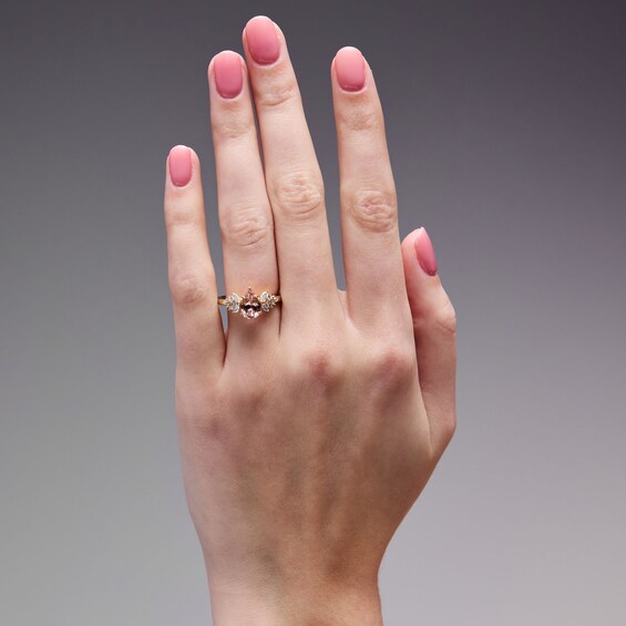Pear-Shaped Morganite and 1/3 CT. T.w. Lab-Grown Diamond Engagement Ring in 14K Gold (F/Vs2)