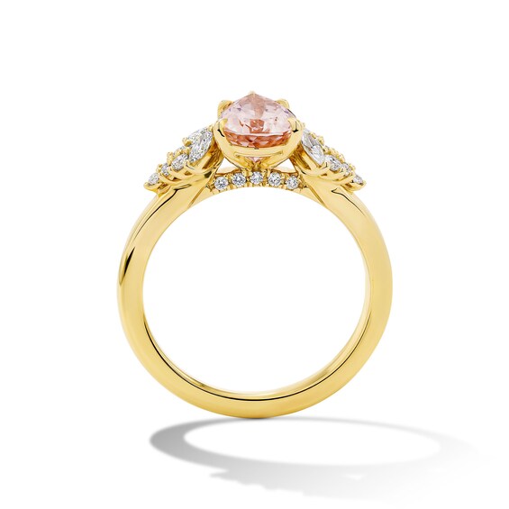 Pear-Shaped Morganite and 1/3 CT. T.w. Lab-Grown Diamond Engagement Ring in 14K Gold (F/Vs2)