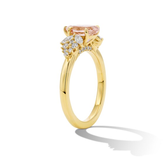 Pear-Shaped Morganite and 1/3 CT. T.w. Lab-Grown Diamond Engagement Ring in 14K Gold (F/Vs2)