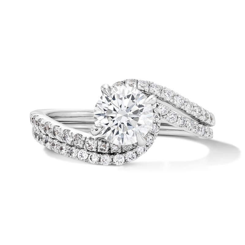 Main Image 1 of 1-1/2 CT. T.W. Certified Lab-Grown Diamond Bypass Bridal Set in 14K White Gold (F/VS2)