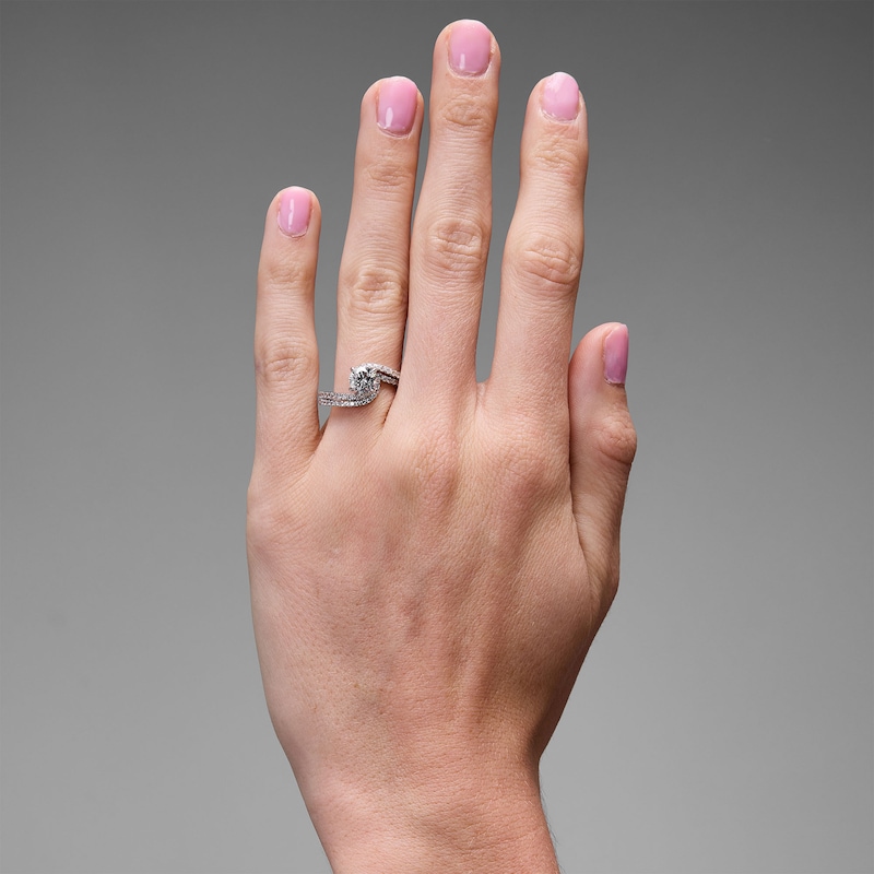 Main Image 2 of 1-1/2 CT. T.W. Certified Lab-Grown Diamond Bypass Bridal Set in 14K White Gold (F/VS2)