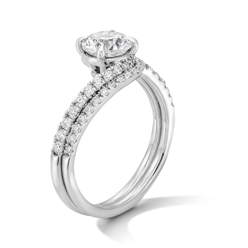 Main Image 5 of 1-1/2 CT. T.W. Certified Lab-Grown Diamond Bypass Bridal Set in 14K White Gold (F/VS2)