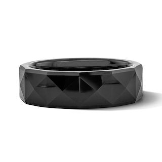 Geometric Wedding Band in Black Tungsten 7mm