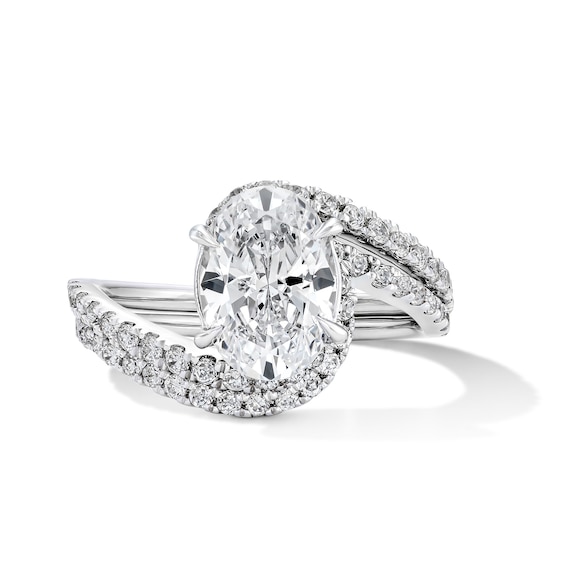 2-5/8 CT. T.w. Oval Certified Lab-Grown Diamond Bypass Bridal Set in 14K White Gold (F/Vs2)