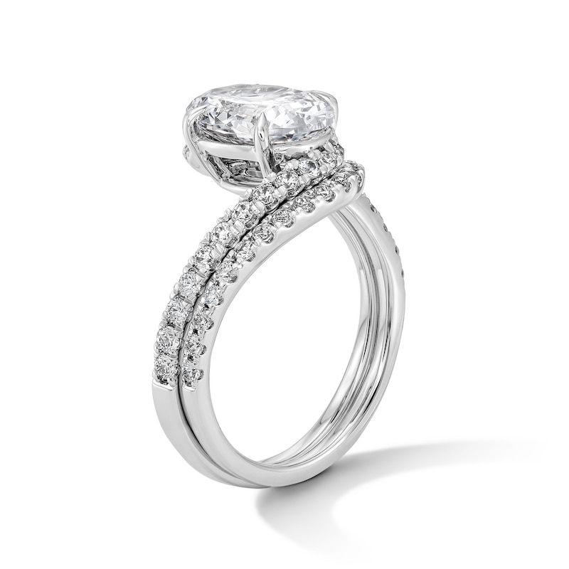 Main Image 5 of 2-5/8 CT. T.W. Oval Certified Lab-Grown Diamond Bypass Bridal Set in 14K White Gold (F/VS2)