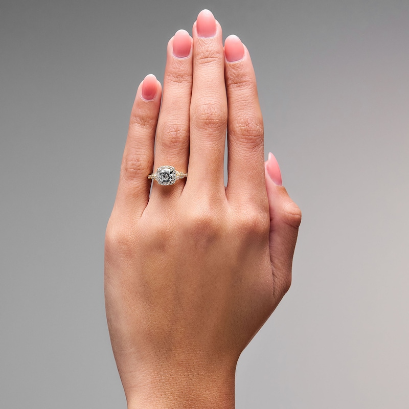 Main Image 2 of 1-3/8 CT. T.W. Certified Round Lab-Grown Diamond Halo Ring in 14K Yellow Gold (F/VS2)