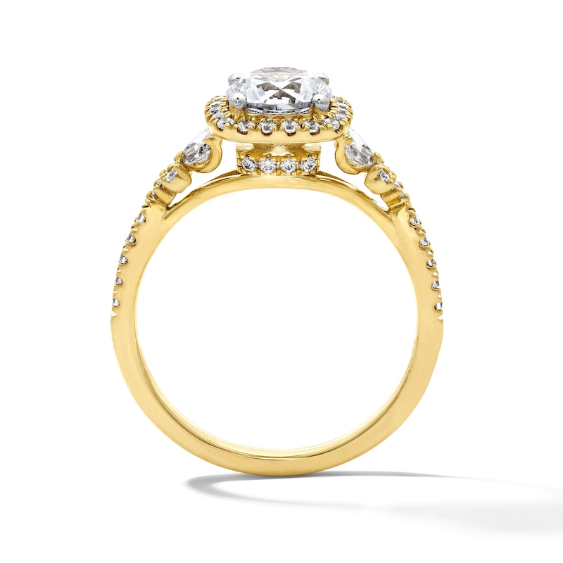 Main Image 3 of 1-3/8 CT. T.W. Certified Round Lab-Grown Diamond Halo Ring in 14K Yellow Gold (F/VS2)