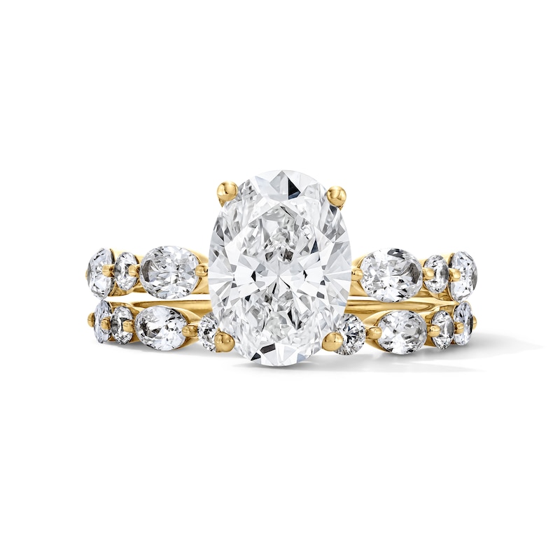 Main Image 1 of 4 CT. T.W. Oval Certified Lab-Grown Diamond Bridal Set in 14K Gold (F/VS2)