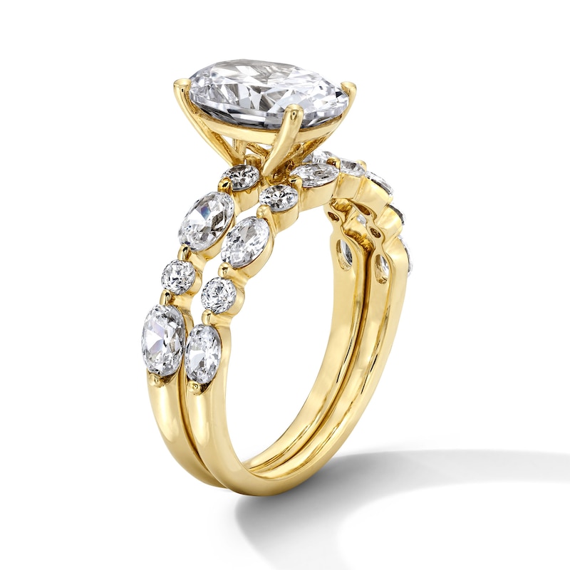 Main Image 5 of 4 CT. T.W. Oval Certified Lab-Grown Diamond Bridal Set in 14K Gold (F/VS2)