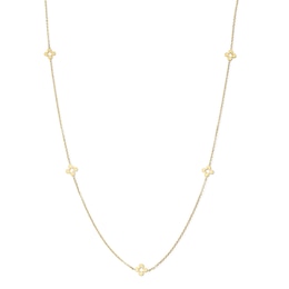 1.0mm Clover Station Cable Chain Necklace in Solid 10K Gold - 22"