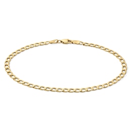 3.2mm Flat Curb Chain Bracelet in Hollow 10K Gold - 7.5"