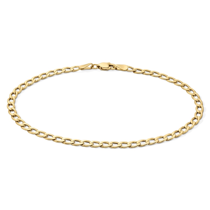 Main Image 1 of 3.2mm Flat Curb Chain Bracelet in Hollow 10K Gold - 7.5"