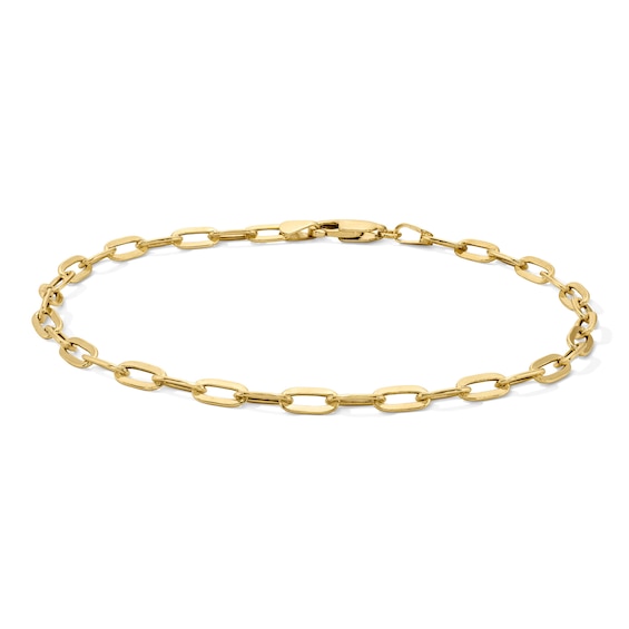 2.95mm Paper Clip Chain Bracelet in Semi-Solid 10K Gold - 7.5"