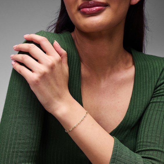 2.95mm Paper Clip Chain Bracelet in Semi-Solid 10K Gold - 7.5"