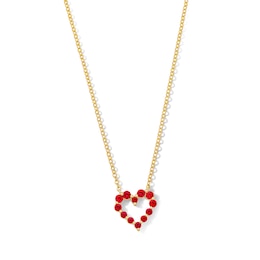 Certified Ruby Heart Outline Necklace in 10K Gold - 19"