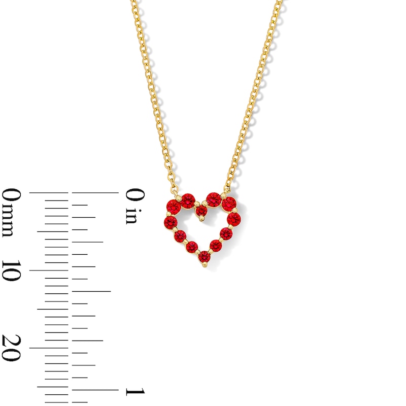 Main Image 3 of Certified Ruby Heart Outline Necklace in 10K Gold - 19"