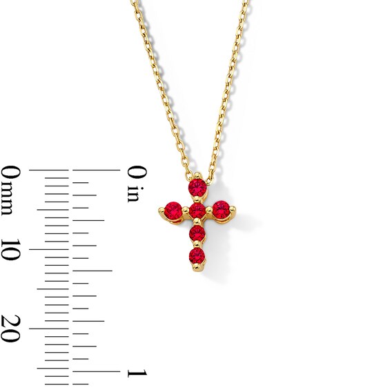 Certified Ruby Cross Necklace in 10K Gold - 19"