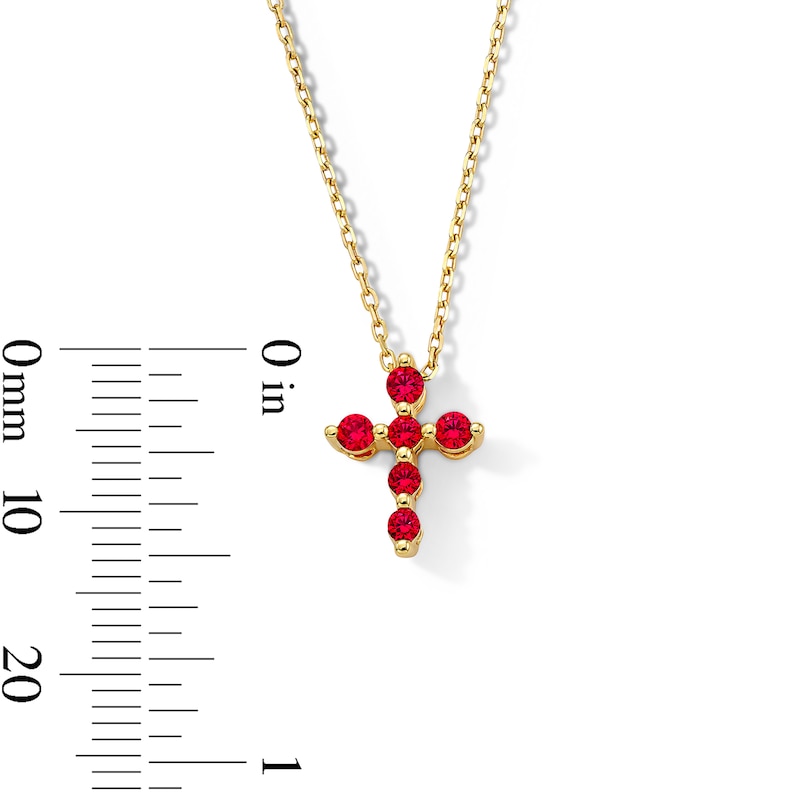 Main Image 3 of Certified Ruby Cross Necklace in 10K Gold - 19"