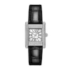 Thumbnail Image 1 of Ladies' Emporio Armani Crystal Stainless Steel Watch with Silver Dial and Black Leather Strap (Model: AR11660)