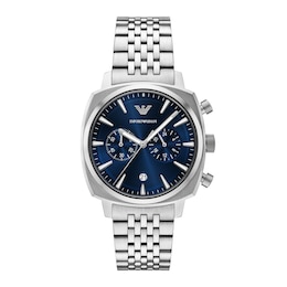 Men's Emporio Armani Chronograph Stainless Steel Watch with Navy Blue Dial (Model: AR11688)