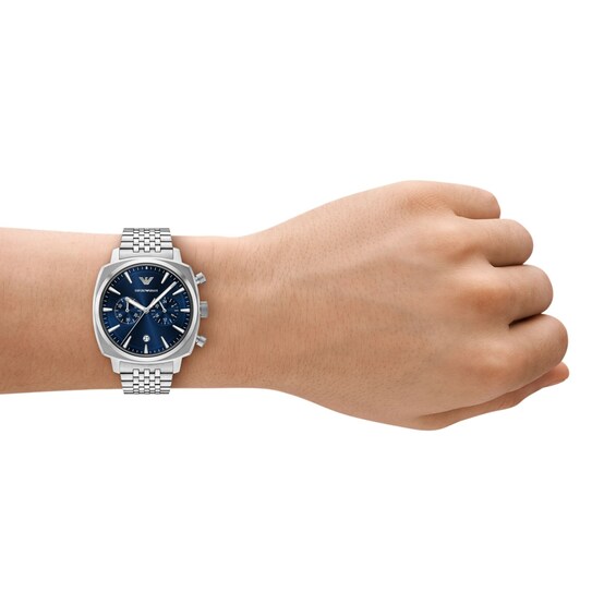 Men's Emporio Armani Chronograph Stainless Steel Watch with Navy Blue Dial (Model: Ar11688)