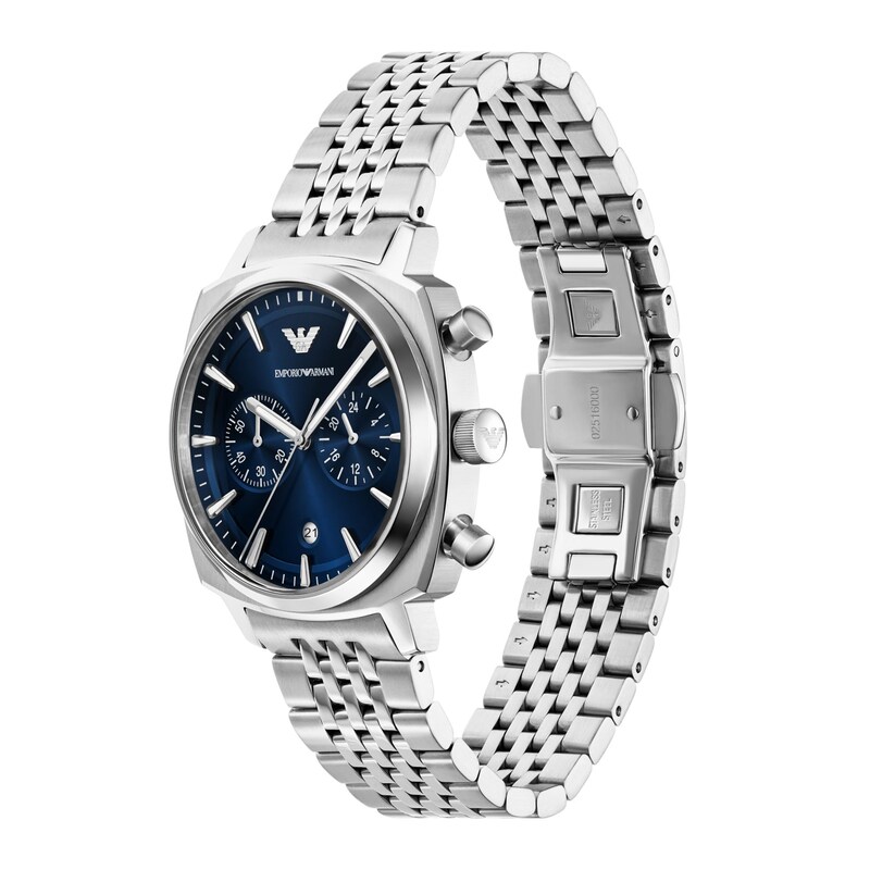 Main Image 4 of Men's Emporio Armani Chronograph Stainless Steel Watch with Navy Blue Dial (Model: AR11688)