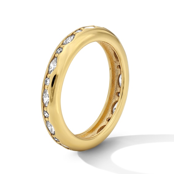 3/8 CT. T.w. Lab-Grown Diamond Pinky/Midi Ring in Sterling Silver with 18K Gold Plate (F/Vs2)