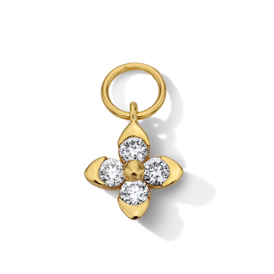 1/8 CT. T.w. Lab-Grown Diamond Clover Earring Charm in Sterling Silver with 18K Gold Plate (F/Vs2)