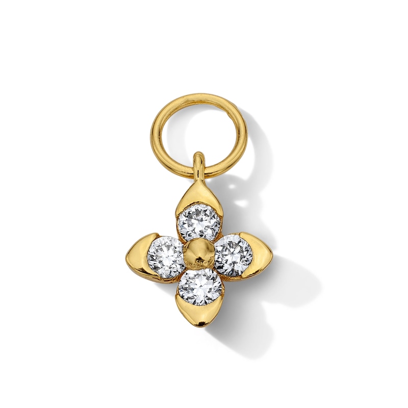 Main Image 1 of 1/8 CT. T.W. Lab-Grown Diamond Clover Earring Charm in Sterling Silver with 18K Gold Plate (F/VS2)