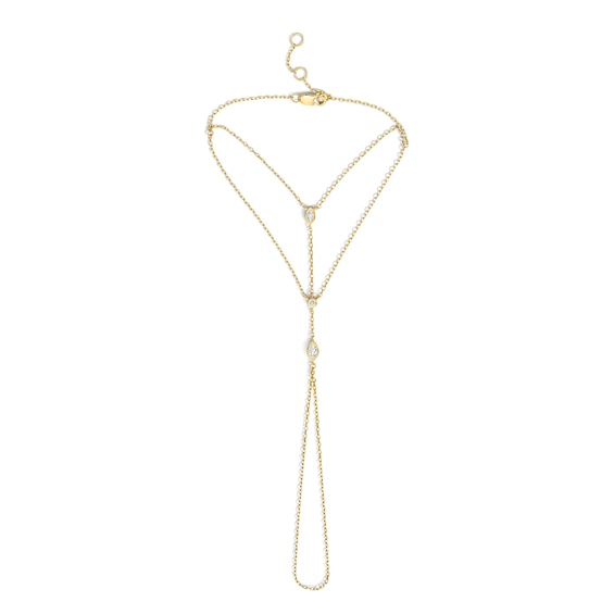 1/5 Ct.t.w. Lab-Grown Diamond Hand Chain Bracelet in Sterling Silver with 18K Gold Plate (F/Vs2) - 7.0″