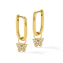 1/20 CT.T.W. Lab-Grown Diamond Butterfly Earring Charm in Sterling Silver with 18K Gold Plate (F/VS2)