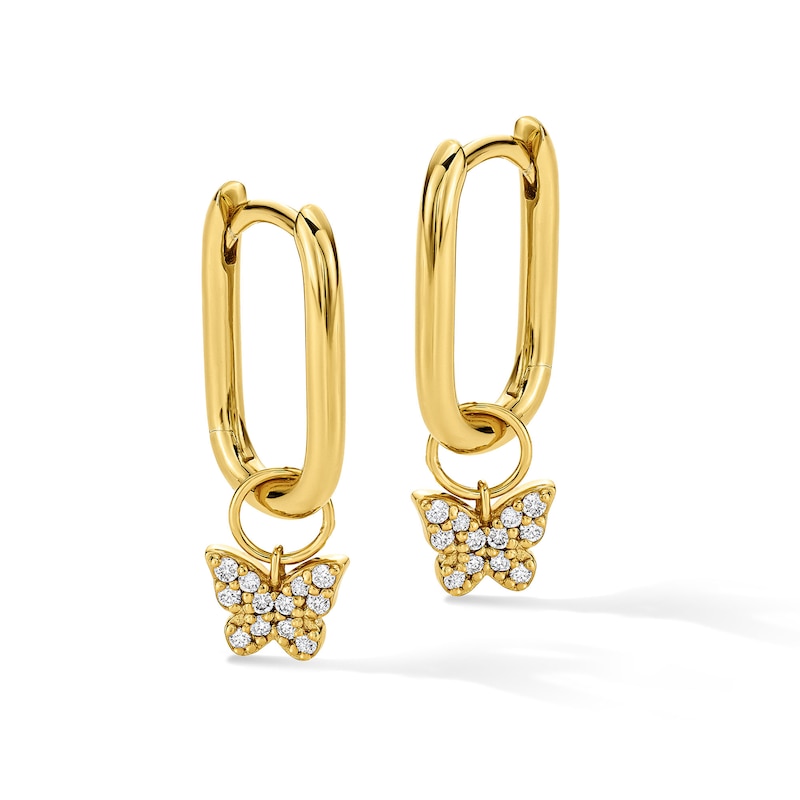 Main Image 1 of 1/20 CT.T.W. Lab-Grown Diamond Butterfly Earring Charm in Sterling Silver with 18K Gold Plate (F/VS2)