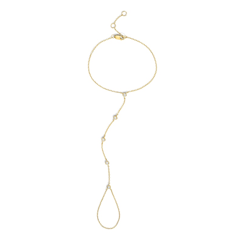 Main Image 1 of 1/5 CT.T.W. Lab-Grown Diamond Bezel-Set Hand Chain Bracelet in Sterling Silver with 18K Gold Plate (F/VS2) - 7.0″