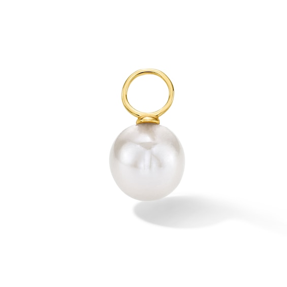 6.0mm Freshwater Cultured Pearl Earring Charm in Sterling Silver with 18K Gold Plate