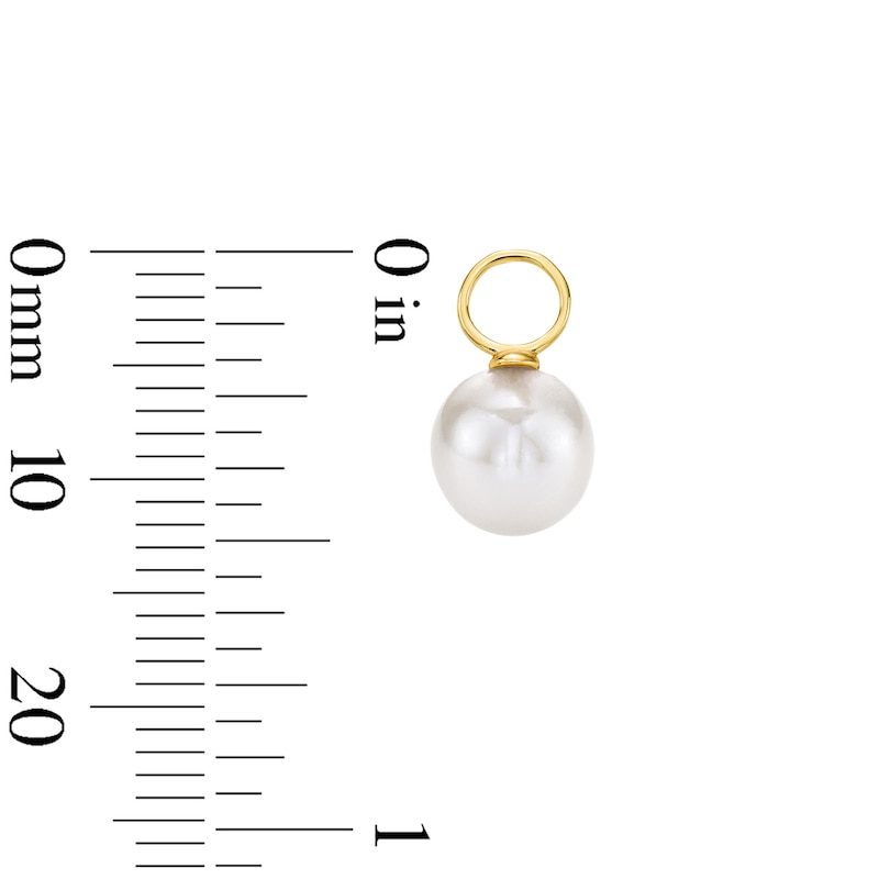 Main Image 3 of 6.0mm Freshwater Cultured Pearl Earring Charm in Sterling Silver with 18K Gold Plate