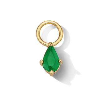 Pear-Shaped Emerald Earring Charm in Sterling Silver with 18K Gold Plate